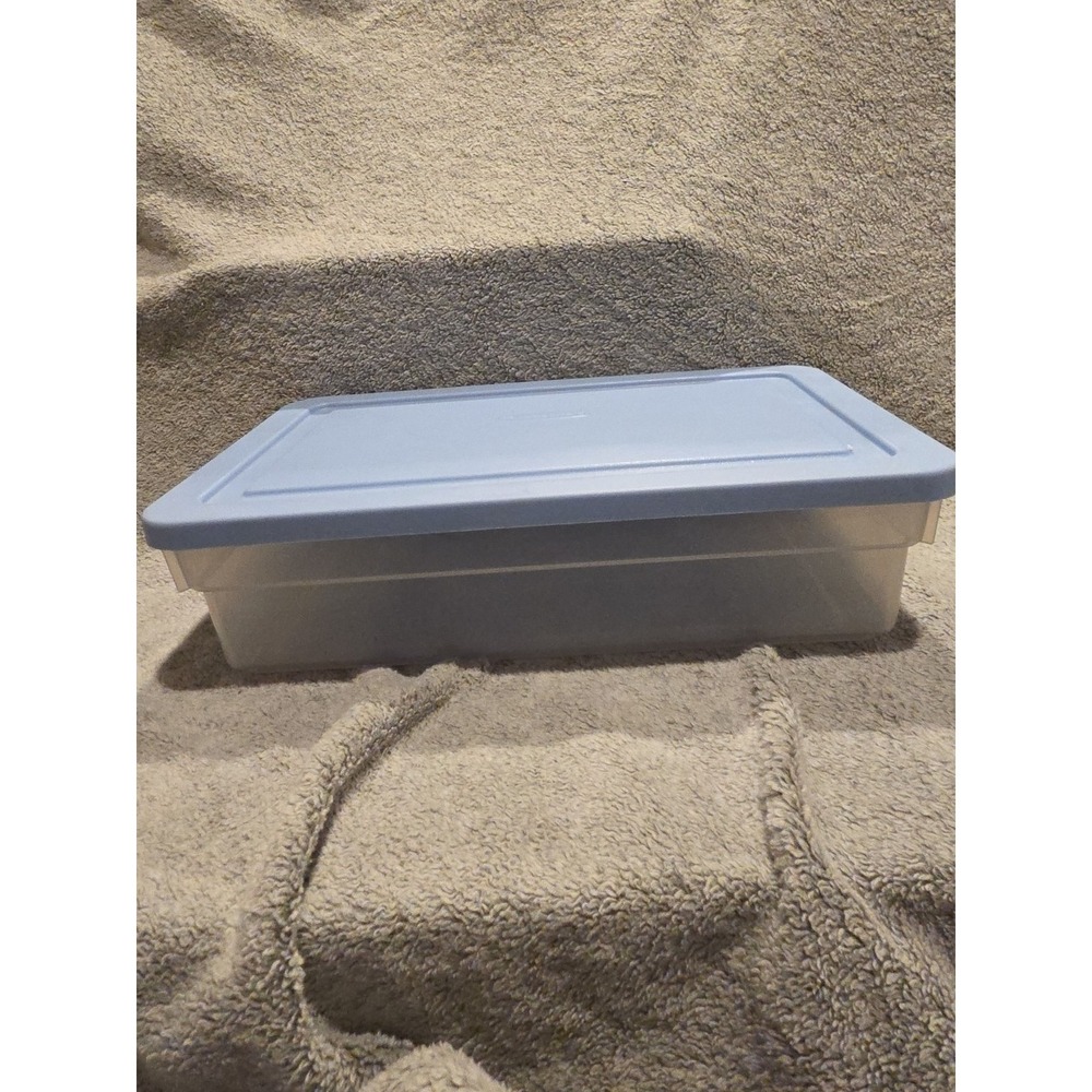Vintage Rubbermaid Shoe Box Storage Container #0286 5.6L With Blue Lid #0284